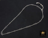 14 K Gold Filled Clover Chain Necklace, 925 Sterling Silver Long Short Quatrefoil Link Necklace, Stamped 14/20 or 925