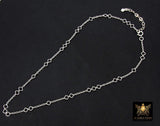 14 K Gold Filled Clover Chain Necklace, 925 Sterling Silver Long Short Quatrefoil Link Necklace, Stamped 14/20 or 925
