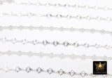 925 Sterling Silver Diamond Shape Chains, 4.1 mm Starburst Sequin CH# 967, Unfinished 6.1 mm Chains