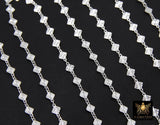 925 Sterling Silver Diamond Shaped Chain Link, Starburst Diamond Chains, Long and Short Chain