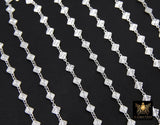 925 Sterling Silver Diamond Shaped Chain Link, Starburst Diamond Chains, Long and Short Chain