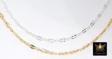 14 K Gold Filled Sequin Bar Chains, 925 Sterling Silver 2.3 mm Bar CH #875, 5.4 mm Unfinished Chain
