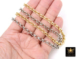 Gold Stainless Steel Rolo Chain, 6 mm Silver Textured Chains CH #250, 304L Unfinished Round Belcher