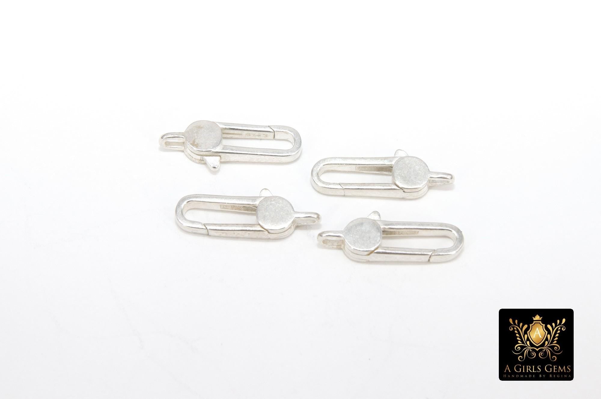 925 Sterling Silver Lobster Clasps, Long Oval Lobster Claws #716, Rectangle Clasp