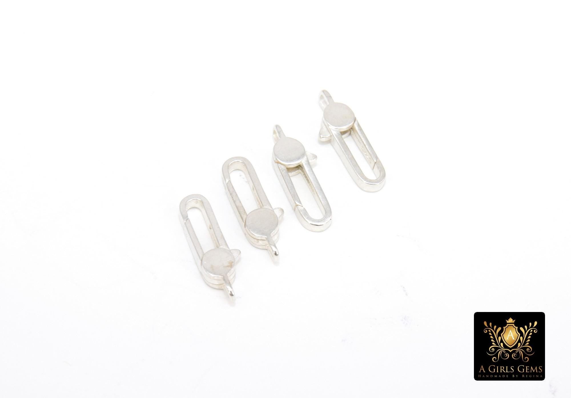 925 Sterling Silver Lobster Clasps, Long Oval Lobster Claws #716, Rectangle Clasp