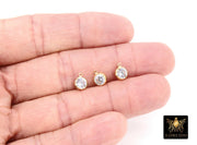 14 K Gold Filled CZ Charm, 6 mm Birthstone Round Charm with Jump Rings # 3937, Birthday Permanent Jewelry