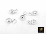 925 Sterling Silver CZ Charms, 6 mm Dangle CZ Charms # 3593, Round Cubic Zirconia Charms