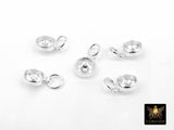 925 Sterling Silver CZ Charms, 6 mm Dangle CZ Charms #3593, Round Cubic Zirconia Charms