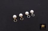 14 K Gold Filled Hoop 6 mm Pearl Charms, 925 Sterling Silver Hooplet White Pearl Charm #3595, Smooth Round White Pearl for Permanent Jewelry