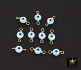 14 K Gold Filled Evil Eye Connector, 5 mm 925 Sterling Silver Round Blue Greek Eye # 2763, Minimalist Permanent Jewelry Wire Wrapped Links