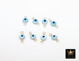 14 K Gold Filled Evil Eye Connector, 5 mm 925 Sterling Silver Round Blue Greek Eye # 2763, Minimalist Permanent Jewelry Wire Wrapped Links