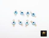 14 K Gold Filled Evil Eye Connector, 5 mm 925 Sterling Silver Round Blue Greek Eye #2763, Minimalist Permanent Jewelry Wire Wrapped Links
