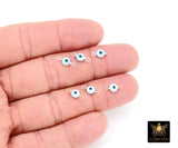 14 K Gold Filled Evil Eye Connector, 5 mm 925 Sterling Silver Round Blue Greek Eye # 2763, Minimalist Permanent Jewelry Wire Wrapped Links