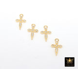 14 K Gold Filled Cross Charms, CZ Tiny Crosses # 3189, 7 x 12 mm Minimalist Tiny Pointed Cross