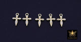 14 K Gold Filled Cross Charms, CZ Tiny Crosses #3189, 7 x 12 mm Minimalist Tiny Pointed Cross