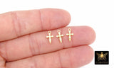 14 K Gold Filled Cross Charms, CZ Tiny Crosses # 3189, 7 x 12 mm Minimalist Tiny Pointed Cross