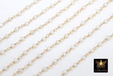 Natural Pearl Rosary Chain, 4 mm Freshwater Beaded Rosary Chain CH #540, 3 mm Gold Wire Wrapped