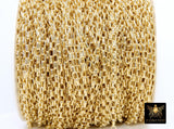 Gold Box Chains, Rectangle Box Chains CH #164, Gold 5.0 x 3.5 mm Unfinished Jewelry Chains