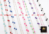 925 Sterling Silver Dainty Beaded Enamel Chain, Rainbow Satellite Jewelry CH# 800, By Foot Flat Cable