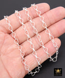 925 Sterling Silver Heart Chain, 6 mm Silver Hammered Heart Shaped Chain CH #884, Designer Jewelry Chain