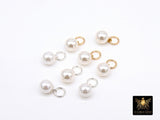 14 K Gold Filled Hoop 6 mm Pearl Charms, 925 Sterling Silver Hooplet White Pearl Charm #3595, Smooth Round White Pearl for Permanent Jewelry