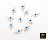 14 K Gold Filled Evil Eye Connector, 5 mm 925 Sterling Silver Round Blue Greek Eye # 2763, Minimalist Permanent Jewelry Wire Wrapped Links