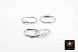 14 K Gold Filled Carabiner, 14 mm Small 925 Sterling Silver Oval Long Clasps #3594, Dainty Sterling Silver Screw Clasps