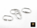 14 K Gold Filled Carabiner, 14 mm Small 925 Sterling Silver Oval Long Clasps #3594, Dainty Sterling Silver Screw Clasps