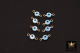 14 K Gold Filled Evil Eye Connector, 5 mm 925 Sterling Silver Round Blue Greek Eye # 2763, Minimalist Permanent Jewelry Wire Wrapped Links