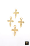 14 K Gold Filled Cross Charms, CZ Tiny Crosses # 3189, 7 x 12 mm Minimalist Tiny Pointed Cross