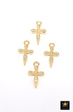 14 K Gold Filled Cross Charms, CZ Tiny Dagger Crosses #3189, 7 x 12 mm Minimalist Tiny Cross