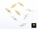 14 K Gold Filled Solitaire Oval CZ Connectors, Clear Cubic Zirconia Oval Connectors #190, 3.5 x 11.3 mm 925 Sterling Silver Links
