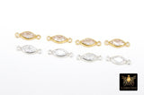 14 K Gold Filled Solitaire Oval CZ Connectors, Clear Cubic Zirconia Oval Connectors #190, 3.5 x 11.3 mm 925 Sterling Silver Links
