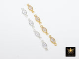 14 K Gold Filled Solitaire Oval CZ Connectors, Clear Cubic Zirconia Oval Connectors #190, 3.5 x 11.3 mm 925 Sterling Silver Links