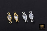 14 K Gold Filled Solitaire Oval CZ Connectors, Clear Cubic Zirconia Oval Connectors #190, 3.5 x 11.3 mm 925 Sterling Silver Links