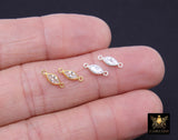 14 K Gold Filled Solitaire Oval CZ Connectors, Clear Cubic Zirconia Oval Connectors #190, 3.5 x 11.3 mm 925 Sterling Silver Links