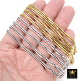 Silver Stainless Steel Chain, 304 Faceted Curb 5 mm Chains CH #211, Unfinished Necklace Chains