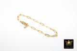 14 K Gold Filled Paperclip Chain Bracelet, Dainty Rectangle Chain Link Bracelet, Stamped 14/20