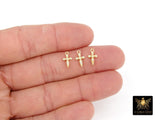 14 K Gold Filled CZ Dagger Cross Charms, Rosary Necklace Charms, Cubic Zirconia Charms