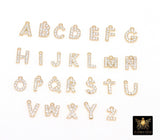 14 K Gold Filled CZ Alphabet Charms, 7 mm 925 Sterling Silver Initial With Jump Ring # 3375, Letters