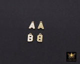 14 K Gold Filled CZ Alphabet Charms, 7 mm 925 Sterling Silver Initial With Jump Ring # 3375, Letters