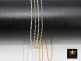 14 K Gold Filled Figaro Chains, 925 Sterling Silver Unfinished By The Foot CH #913 , 1.3 mm Dainty Long and Short #885