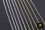 14 K Gold Filled Figaro Chains, 925 Sterling Silver Unfinished By The Foot CH #913 , 1.3 mm Dainty Long and Short #885