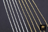 14 K Gold Filled Figaro Chains, 925 Sterling Silver Unfinished By The Foot CH# 913 , 1.3 mm Dainty Long and Short # 885
