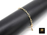 14 K Gold Filled Paperclip Chain Bracelet, Dainty Rectangle Chain Link Bracelet, Stamped 14/20