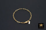 14 K Gold Filled Paperclip Chain Bracelet, Dainty Rectangle Chain Link Bracelet, Stamped 14/20