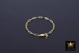 14 K Gold Filled Paperclip Chain Bracelet, Dainty Rectangle Chain Link Bracelet, Stamped 14/20