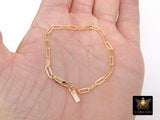 14 K Gold Filled Paperclip Chain Bracelet, Dainty Rectangle Chain Link Bracelet, Stamped 14/20