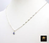 14 K Gold Filled Sequin Necklace, 925 Sterling Silver Evil Eye Necklace, Everyday Blue Greek Disc CZ Minimalist Chain Link Choker, Handmade
