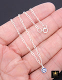 14 K Gold Filled Sequin Necklace, 925 Sterling Silver Evil Eye Necklace, Everyday Blue Greek Disc CZ Minimalist Chain Link Choker